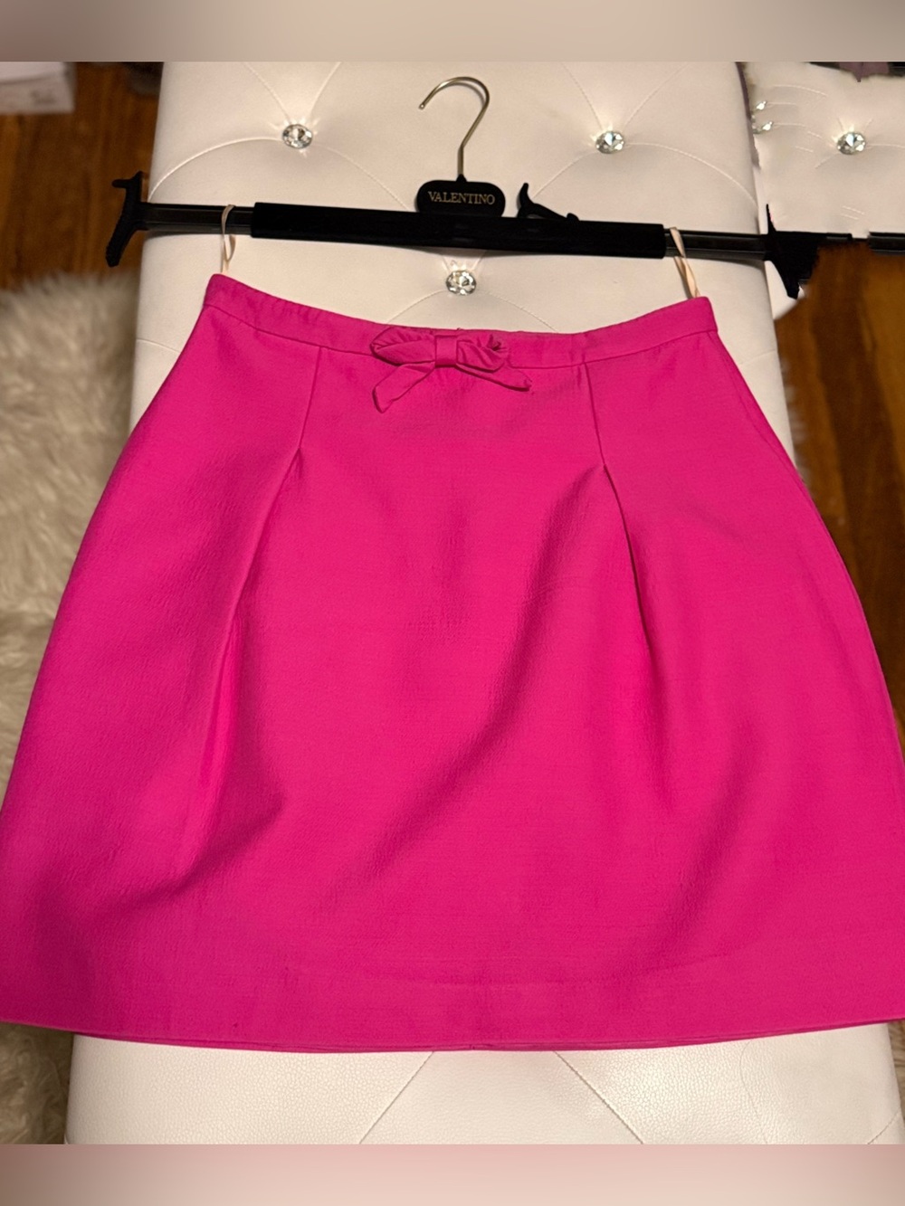 Valentino Garavani Wool-Silk Bow A-Line Mini Skirt